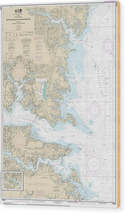 Nautical Chart-12235 Chesapeake Bay Rappahannock River Entrance, Piankatank-Great Wicomico Rivers Wood Print
