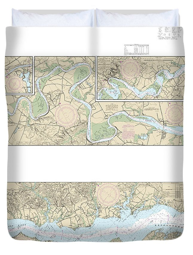 Nautical Chart-12237 Rappahannock River Corrotoman River-fredericksburg - Duvet Cover
