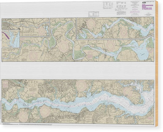 Nautical Chart-12237 Rappahannock River Corrotoman River-Fredericksburg Wood Print