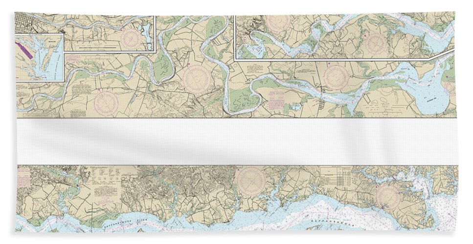 Nautical Chart-12237 Rappahannock River Corrotoman River-fredericksburg - Bath Towel