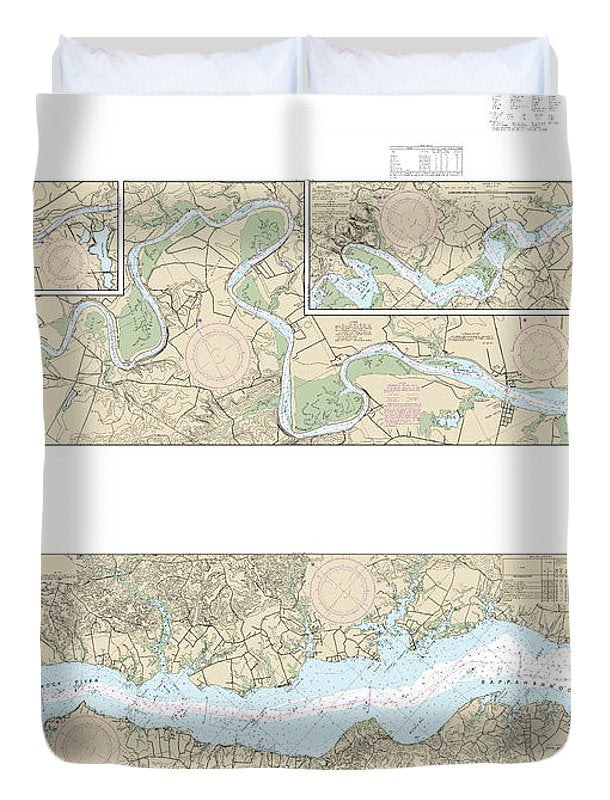 Nautical Chart-12237 Rappahannock River Corrotoman River-fredericksburg - Duvet Cover