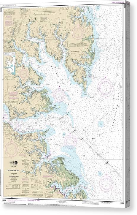 Nautical Chart-12238 Chesapeake Bay Mobjack Bay-York River Entrance Canvas Print