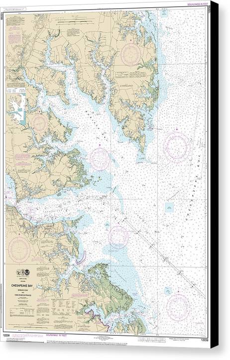 Nautical Chart-12238 Chesapeake Bay Mobjack Bay-york River Entrance - Canvas Print