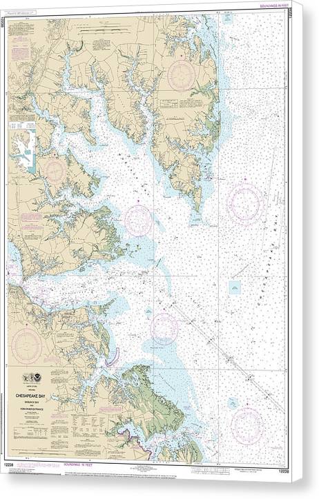 Nautical Chart-12238 Chesapeake Bay Mobjack Bay-york River Entrance - Canvas Print