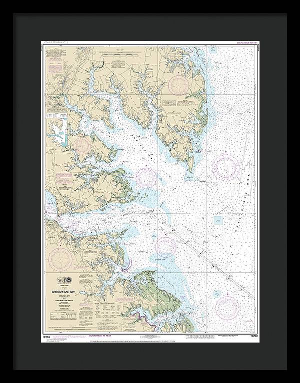 Nautical Chart-12238 Chesapeake Bay Mobjack Bay-york River Entrance - Framed Print