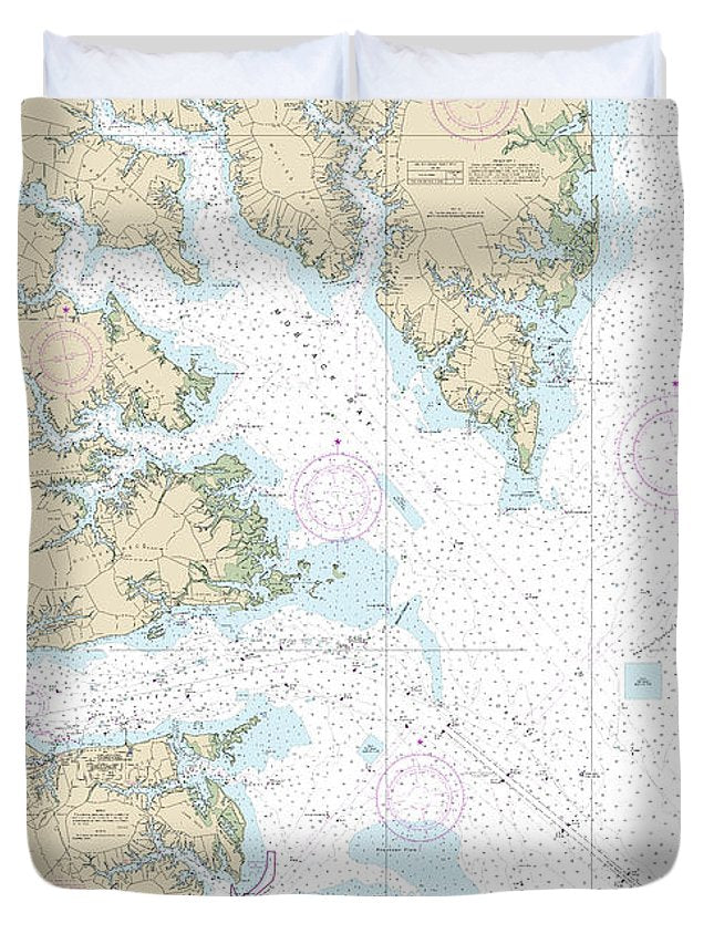 Nautical Chart-12238 Chesapeake Bay Mobjack Bay-york River Entrance - Duvet Cover