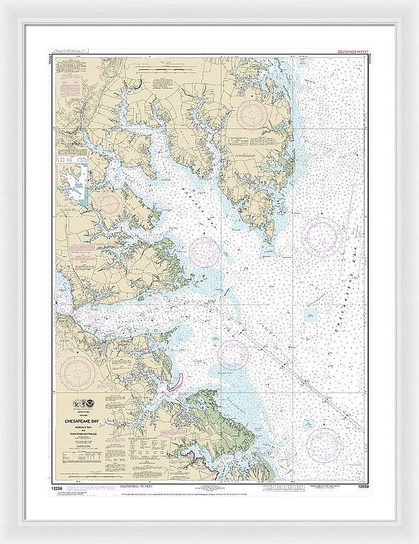 Nautical Chart-12238 Chesapeake Bay Mobjack Bay-york River Entrance - Framed Print