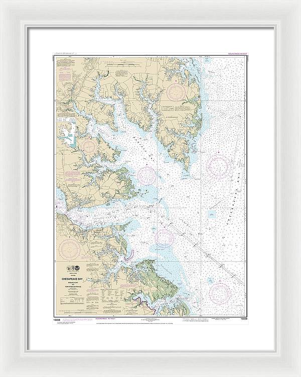 Nautical Chart-12238 Chesapeake Bay Mobjack Bay-york River Entrance - Framed Print