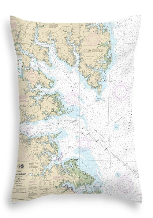 Nautical Chart-12238 Chesapeake Bay Mobjack Bay-york River Entrance - Throw Pillow