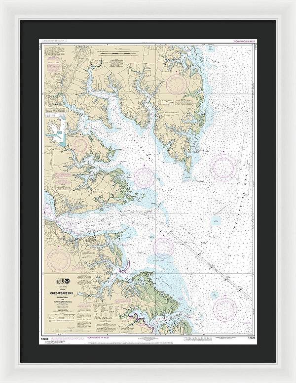 Nautical Chart-12238 Chesapeake Bay Mobjack Bay-york River Entrance - Framed Print