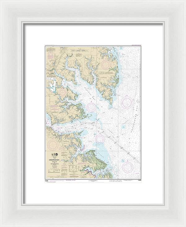 Nautical Chart-12238 Chesapeake Bay Mobjack Bay-york River Entrance - Framed Print