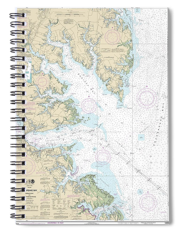 Nautical Chart 12238 Chesapeake Bay Mobjack Bay York River Entrance Spiral Notebook