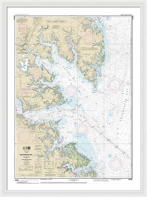 Nautical Chart-12238 Chesapeake Bay Mobjack Bay-york River Entrance - Framed Print