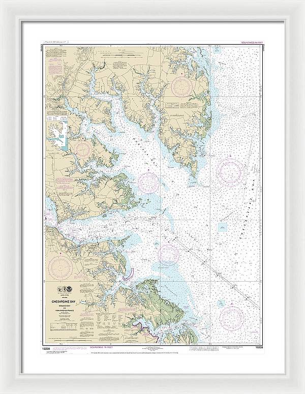 Nautical Chart-12238 Chesapeake Bay Mobjack Bay-york River Entrance - Framed Print