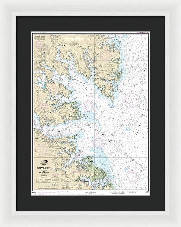 Nautical Chart-12238 Chesapeake Bay Mobjack Bay-york River Entrance - Framed Print