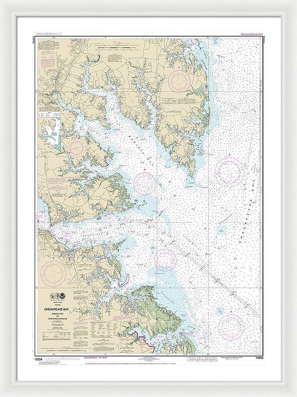 Nautical Chart-12238 Chesapeake Bay Mobjack Bay-york River Entrance - Framed Print