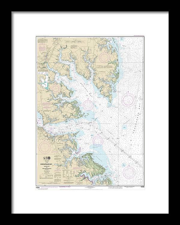 Nautical Chart-12238 Chesapeake Bay Mobjack Bay-york River Entrance - Framed Print