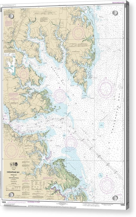 Nautical Chart-12238 Chesapeake Bay Mobjack Bay-york River Entrance - Acrylic Print