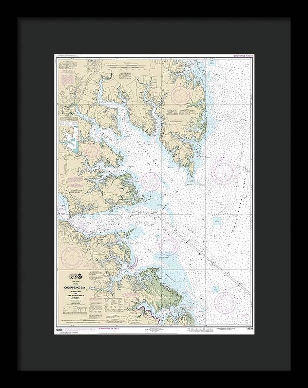 Nautical Chart-12238 Chesapeake Bay Mobjack Bay-york River Entrance - Framed Print