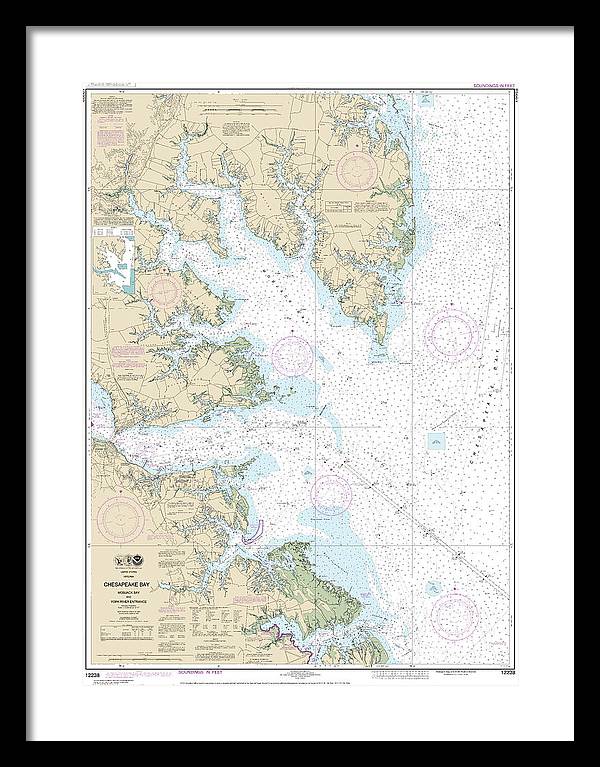 Nautical Chart-12238 Chesapeake Bay Mobjack Bay-york River Entrance - Framed Print