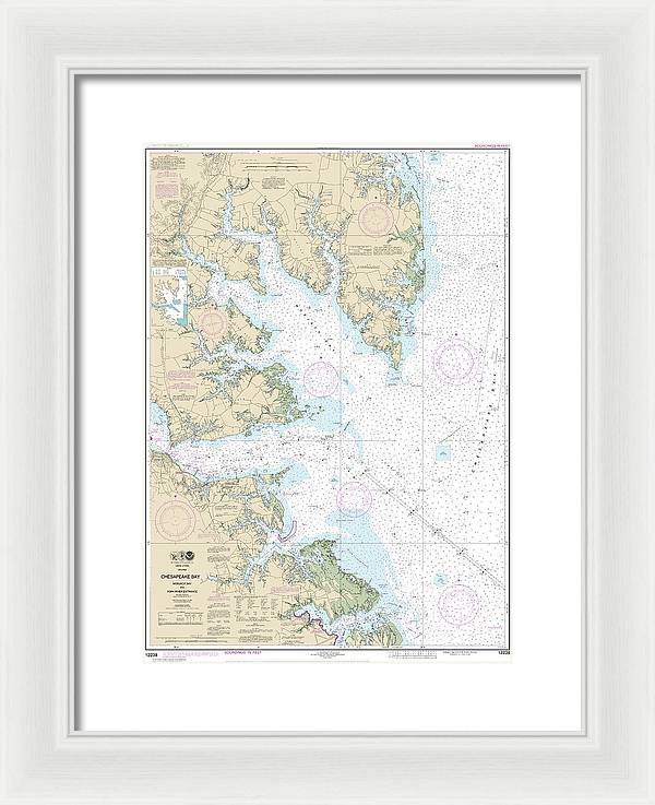 Nautical Chart-12238 Chesapeake Bay Mobjack Bay-york River Entrance - Framed Print