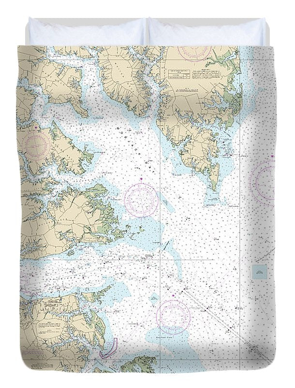 Nautical Chart-12238 Chesapeake Bay Mobjack Bay-york River Entrance - Duvet Cover