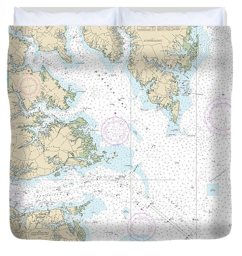 Nautical Chart 12238 Chesapeake Bay Mobjack Bay York River Entrance Duvet Cover