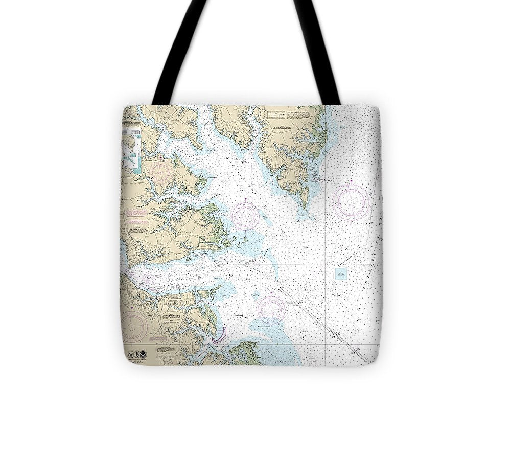 Nautical Chart 12238 Chesapeake Bay Mobjack Bay York River Entrance Tote Bag