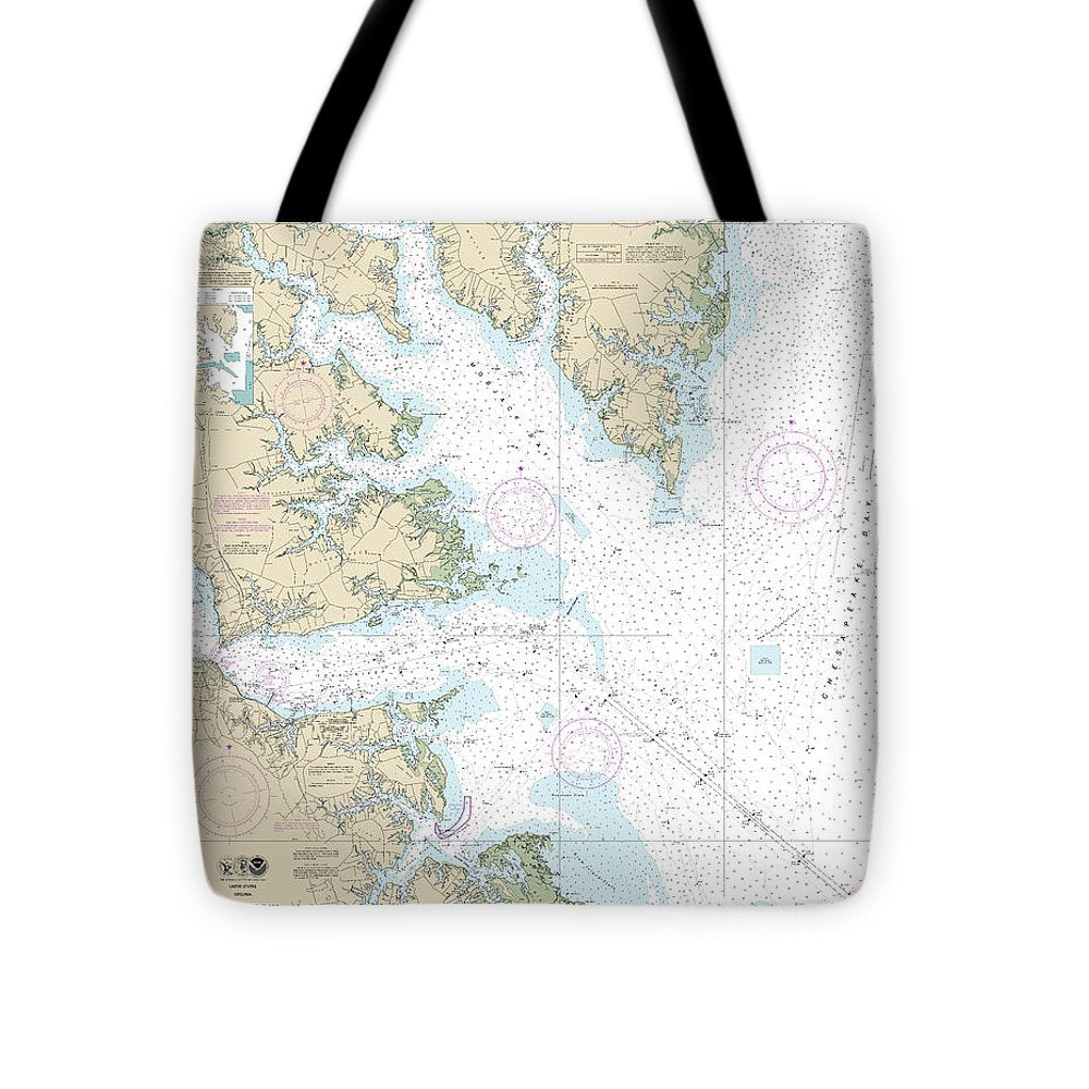 Nautical Chart-12238 Chesapeake Bay Mobjack Bay-york River Entrance - Tote Bag