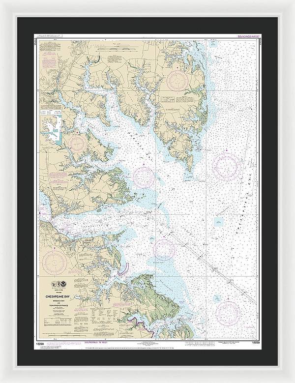 Nautical Chart-12238 Chesapeake Bay Mobjack Bay-york River Entrance - Framed Print