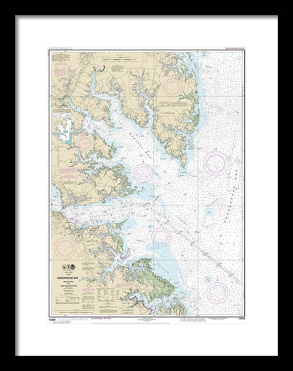 Nautical Chart-12238 Chesapeake Bay Mobjack Bay-york River Entrance - Framed Print