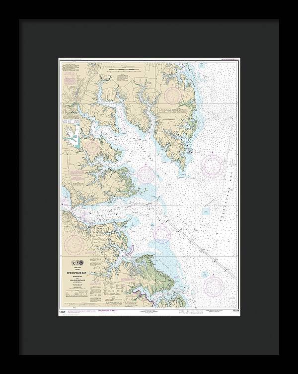 Nautical Chart-12238 Chesapeake Bay Mobjack Bay-york River Entrance - Framed Print