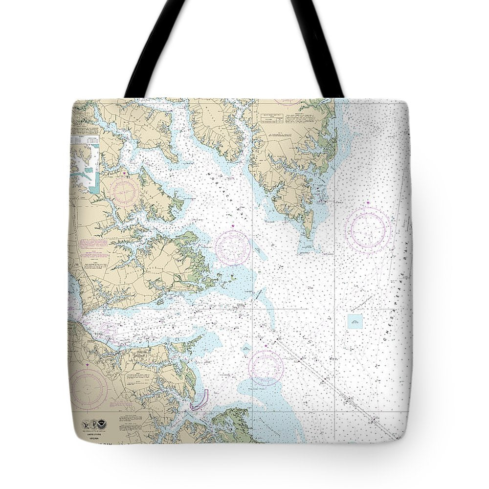 Nautical Chart-12238 Chesapeake Bay Mobjack Bay-york River Entrance - Tote Bag