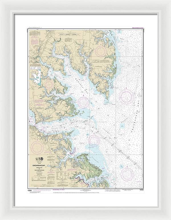 Nautical Chart-12238 Chesapeake Bay Mobjack Bay-york River Entrance - Framed Print