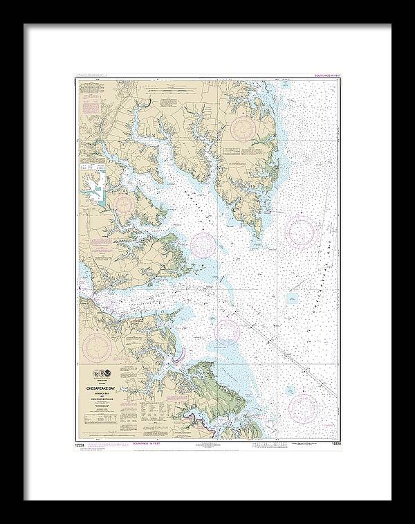 Nautical Chart-12238 Chesapeake Bay Mobjack Bay-york River Entrance - Framed Print