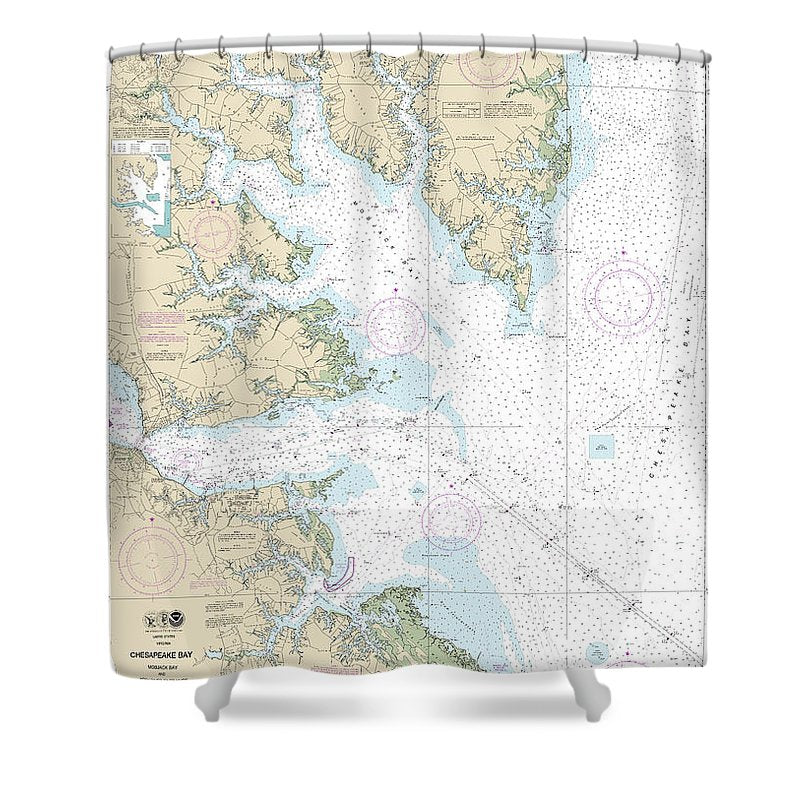 Nautical Chart 12238 Chesapeake Bay Mobjack Bay York River Entrance Shower Curtain