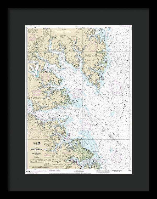 Nautical Chart-12238 Chesapeake Bay Mobjack Bay-york River Entrance - Framed Print