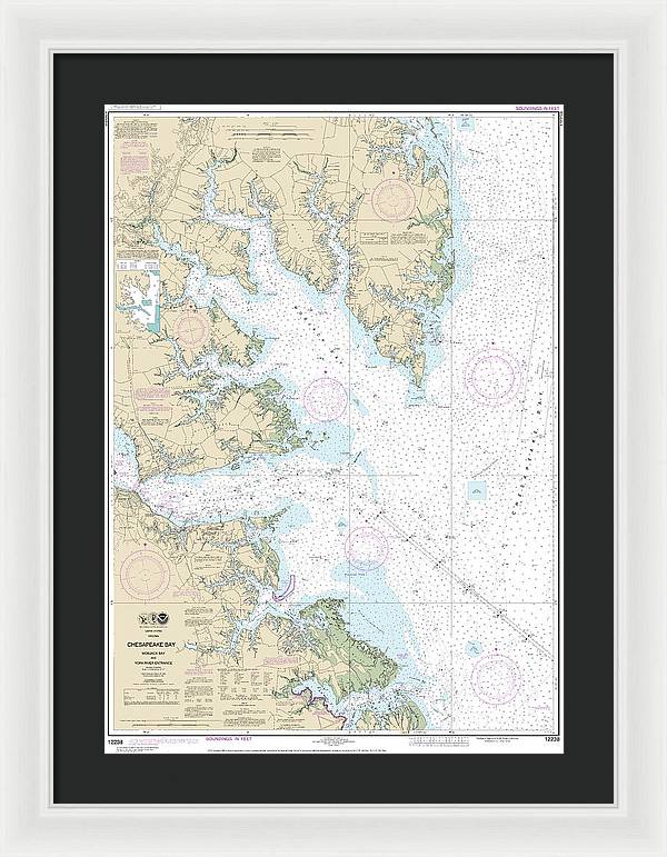 Nautical Chart-12238 Chesapeake Bay Mobjack Bay-york River Entrance - Framed Print