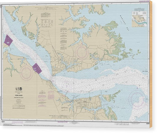 Nautical Chart-12241 York River Yorktown-Vicinity Wood Print