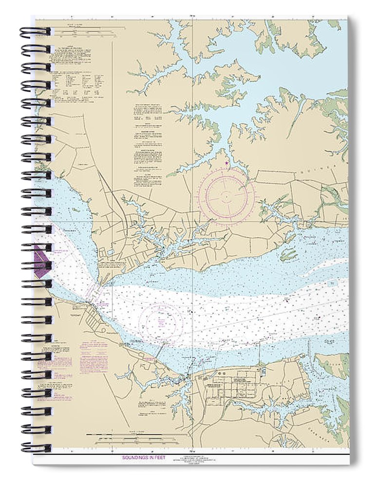 Nautical Chart 12241 York River Yorktown Vicinity Spiral Notebook