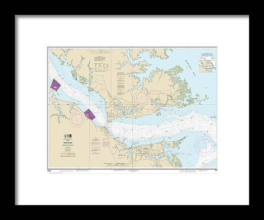 Nautical Chart-12241 York River Yorktown-vicinity - Framed Print