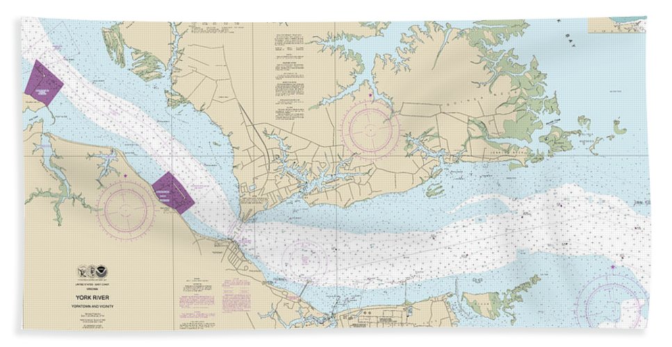 Nautical Chart-12241 York River Yorktown-vicinity - Beach Towel