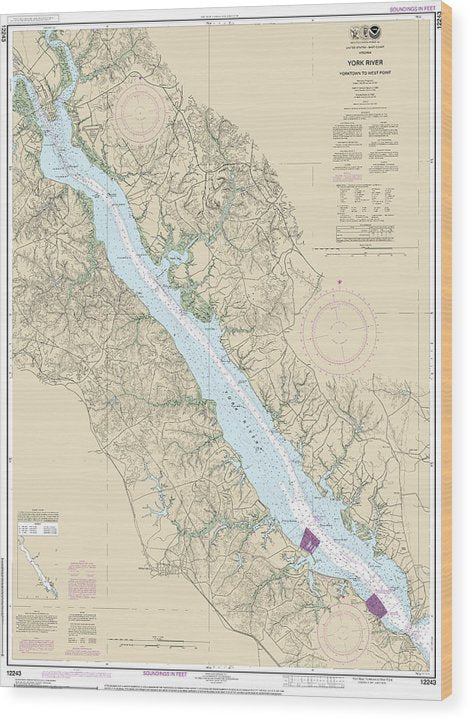 Nautical Chart-12243 York River Yorktown-West Point Wood Print