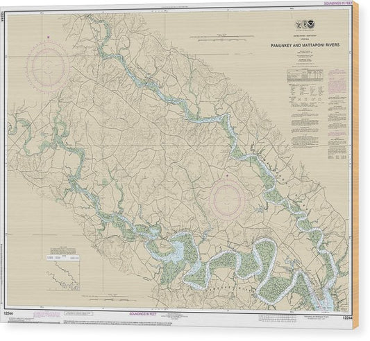 Nautical Chart-12244 Pamunkey-Mattaponi Rivers Wood Print