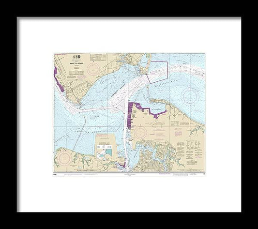 A beuatiful Framed Print of the Nautical Chart-12245 Hampton Roads by SeaKoast