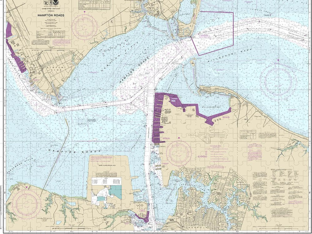 Nautical Chart 12245 Hampton Roads Puzzle | SeaKoast