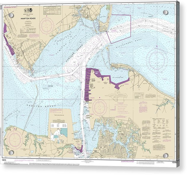 Nautical Chart-12245 Hampton Roads - Acrylic Print