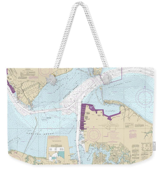 Nautical Chart-12245 Hampton Roads - Weekender Tote Bag