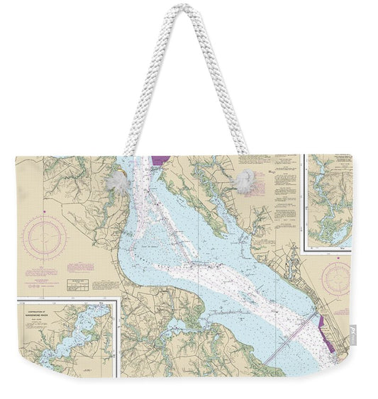 Nautical Chart-12248 James River Newport News-jamestown Island, Back River-college Creek - Weekender Tote Bag