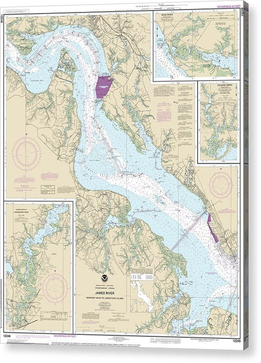 Nautical Chart-12248 James River Newport News-Jamestown Island, Back River-College Creek  Acrylic Print
